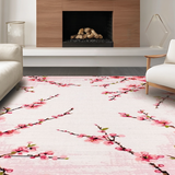 Ultra Soft Area Rug, Non Slip, Stain Resistant, Washable Area Rugs for Living Room, Bedroom, Serene Minimalist Cherry Blossom Style(Pink)