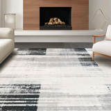 Ultra Soft Area Rug, Non Slip, Stain Resistant, Washable Area Rugs for Living Room, Bedroom, Graphic Dual-Tone Striped Rug with Alternating Black White Linear Bands(Gray)