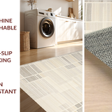Ultra Soft Area Rug, Non Slip, Stain Resistant, Washable Area Rugs for Living Room, Bedroom, Rustic Textured Symmetrical Lines(Beige)