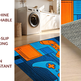 Ultra Soft Area Rug, Non Slip, Stain Resistant, Washable Area Rugs for Living Room, Bedroom, Whimsical Colorful Gaming Design(Blue)
