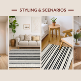 Contemporary Black and White Linear Contrast Featuring Bold Stripes(Beige)
