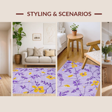 Ultra Soft Area Rug, Non Slip, Stain Resistant, Washable Area Rugs for Living Room, Bedroom, Rustic Floral Patterned Welcome Mat(Purple)
