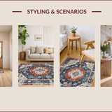 Ultra Soft Area Rug, Non Slip, Stain Resistant, Washable Area Rugs for Living Room, Bedroom, Rustic Vintage Floral Aesthetic(Blue)