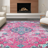 Ultra Soft Area Rug, Non Slip, Stain Resistant, Washable Area Rugs for Living Room, Bedroom, Charming Earthy Patterned Textiles(Pink)