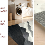 Ultra Soft Area Rug, Non Slip, Stain Resistant, Washable Area Rugs for Living Room, Bedroom, Linear Wave Rug with Striking Stripe Mosaic and Grey Highlights(Gray)