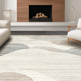 Ultra Soft Area Rug, Non Slip, Stain Resistant, Washable Area Rugs for Living Room, Bedroom, Rustic Off White Wavy Aesthetic(Beige)