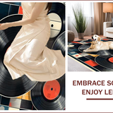 Ultra Soft Area Rug, Non Slip, Stain Resistant, Washable Area Rugs for Living Room, Bedroom, Retro Vinyl Record Music Room Non Slip Rug(Black)