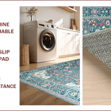 Ultra Soft Area Rug, Non Slip, Stain Resistant, Washable Area Rugs for Living Room, Bedroom, Vibrant Teal Botanical Harmony(Blue)