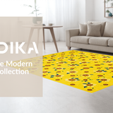 Ultra Soft Area Rug, Non Slip, Stain Resistant, Washable Area Rugs for Living Room, Bedroom, Charming Artful Floral Design(Yellow)