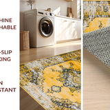 Ultra Soft Area Rug, Non Slip, Stain Resistant, Washable Area Rugs for Living Room, Bedroom, Sophisticated Diamond Trellis Design(Yellow)
