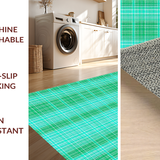 Ultra Soft Area Rug, Non Slip, Stain Resistant, Washable Area Rugs for Living Room, Bedroom, Luxurious Green Tiled Design(Blue)