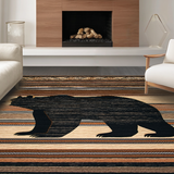 Ultra Soft Area Rug, Non Slip, Stain Resistant, Washable Area Rugs for Living Room, Bedroom, Rustic Nature-Inspired Bear Design(Black)