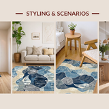Ultra Soft Area Rug, Non Slip, Stain Resistant, Washable Area Rugs for Living Room, Bedroom, Rustic Textured Natural Tones(Blue)