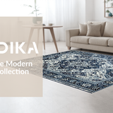 Ultra Soft Area Rug, Non Slip, Stain Resistant, Washable Area Rugs for Living Room, Bedroom, Navy Geometric Boho Elegance(Blue)
