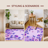 Ultra Soft Area Rug, Non Slip, Stain Resistant, Washable Area Rugs for Living Room, Bedroom, Charming Plush Floral Design(Purple)