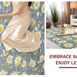 Ultra Soft Area Rug, Non Slip, Stain Resistant, Washable Area Rugs for Living Room, Bedroom, Quaint White Daisy Aesthetic(Blue)