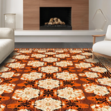 Ultra Soft Area Rug, Non Slip, Stain Resistant, Washable Area Rugs for Living Room, Bedroom, Elegant Floral Geometric Fusion(Orange)