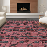 Ultra Soft Area Rug, Non Slip, Stain Resistant, Washable Area Rugs for Living Room, Bedroom, Cute Pink Ribbon and Cherry Bomb Rug Design(Pink)