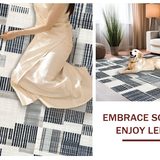Ultra Soft Area Rug, Non Slip, Stain Resistant, Washable Area Rugs for Living Room, Bedroom, Contemporary Rug: Black And White Geometric Striped Design(Gray)