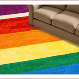 Ultra Soft Area Rug, Non Slip, Stain Resistant, Washable Area Rugs for Living Room, Bedroom, Vibrant Rainbow Stripe Plush Nursery Rug(Red)