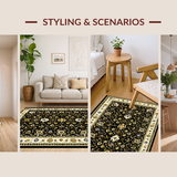 Ultra Soft Area Rug, Non Slip, Stain Resistant, Washable Area Rugs for Living Room, Bedroom, Rustic Tiled Pattern Diversity(Black)