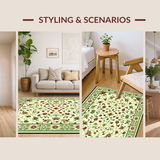Ultra Soft Area Rug, Non Slip, Stain Resistant, Washable Area Rugs for Living Room, Bedroom, Chic Vibrant Botanical Arrangement(Ivory)