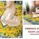 Ultra Soft Area Rug, Non Slip, Stain Resistant, Washable Area Rugs for Living Room, Bedroom, Artistic Rustic Medallion Style(Yellow)