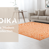 Ultra Soft Area Rug, Non Slip, Stain Resistant, Washable Area Rugs for Living Room, Bedroom, Elegant Minimalist Diamond Motif(Orange)