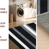 Ultra Soft Area Rug, Non Slip, Stain Resistant, Washable Area Rugs for Living Room, Bedroom, Sleek Abstract Monochrome Lines(Black)