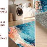 Ultra Soft Area Rug, Non Slip, Stain Resistant, Washable Area Rugs for Living Room, Bedroom, Pastel Coral Wave Inspiration(Blue)