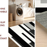Ultra Soft Area Rug, Non Slip, Stain Resistant, Washable Area Rugs for Living Room, Bedroom, Chic Monochrome Striped Rug for Trendy Home Aesthetic(Black)
