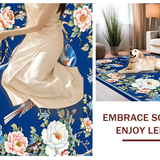 Ultra Soft Area Rug, Non Slip, Stain Resistant, Washable Area Rugs for Living Room, Bedroom, Delicate Floral Pattern Charm(Blue)