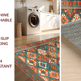 Ultra Soft Area Rug, Non Slip, Stain Resistant, Washable Area Rugs for Living Room, Bedroom, Sophisticated Ethnic Patterned Charm(Orange)