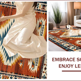 Ultra Soft Area Rug, Non Slip, Stain Resistant, Washable Area Rugs for Living Room, Bedroom, Vibrant Tribal Diamond Arrangement(Red)