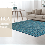Ultra Soft Area Rug, Non Slip, Stain Resistant, Washable Area Rugs for Living Room, Bedroom, Vibrant Modern Trellis Aesthetic(Blue)