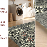 Ultra Soft Area Rug, Non Slip, Stain Resistant, Washable Area Rugs for Living Room, Bedroom, Vibrant Contrast Medallion Style(Black)