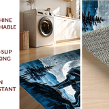 Ultra Soft Area Rug, Non Slip, Stain Resistant, Washable Area Rugs for Living Room, Bedroom, Rustic Gray Toned Animal Motif(Blue)