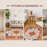 Ultra Soft Area Rug, Non Slip, Stain Resistant, Washable Area Rugs for Living Room, Bedroom, Contemporary Abstract Floral Aesthetic(Beige)