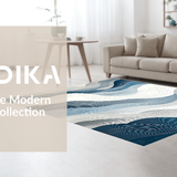 Ultra Soft Area Rug, Non Slip, Stain Resistant, Washable Area Rugs for Living Room, Bedroom, Sleek Abstract Wave Motif(Blue)
