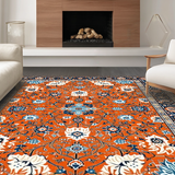Ultra Soft Area Rug, Non Slip, Stain Resistant, Washable Area Rugs for Living Room, Bedroom, Sunny Earthy Floral Composition(Orange)