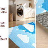 Ultra Soft Area Rug, Non Slip, Stain Resistant, Washable Area Rugs for Living Room, Bedroom, Serene Blue and White Fusion(Blue)