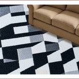 Ultra Soft Area Rug, Non Slip, Stain Resistant, Washable Area Rugs for Living Room, Bedroom, Modern Geometric Non-Shedding(Black)