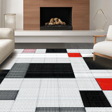 Ultra Soft Area Rug, Non Slip, Stain Resistant, Washable Area Rugs for Living Room, Bedroom, Trendy Symmetrical Dice Arrangement(Black)