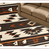 Ultra Soft Area Rug, Non Slip, Stain Resistant, Washable Area Rugs for Living Room, Bedroom, Warm Toned Ethnic Patterning(Black)