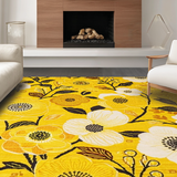 Ultra Soft Area Rug, Non Slip, Stain Resistant, Washable Area Rugs for Living Room, Bedroom, Contemporary Soft-Cornered Design(Yellow)