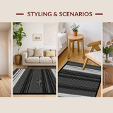 Ultra Soft Area Rug, Non Slip, Stain Resistant, Washable Area Rugs for Living Room, Bedroom, Rustic Reversible Patterned Textiles(Black)