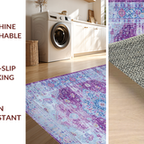 Ultra Soft Area Rug, Non Slip, Stain Resistant, Washable Area Rugs for Living Room, Bedroom, Cozy Pastel Trellis Design(Purple)