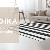Ultra Soft Area Rug, Non Slip, Stain Resistant, Washable Area Rugs for Living Room, Bedroom, Minimalist Striped Area Rug Reversible Door Mat Style(Black)