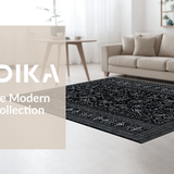 Ultra Soft Area Rug, Non Slip, Stain Resistant, Washable Area Rugs for Living Room, Bedroom, Rustic Minimalist Tiled Aesthetic(Black)