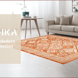 Ultra Soft Area Rug, Non Slip, Stain Resistant, Washable Area Rugs for Living Room, Bedroom, Vivid Herringbone Orange Aesthetic(Orange)